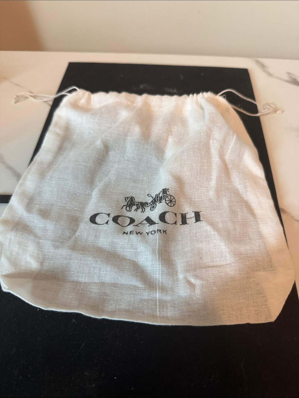 Coach White Drawstring Logo Pouch